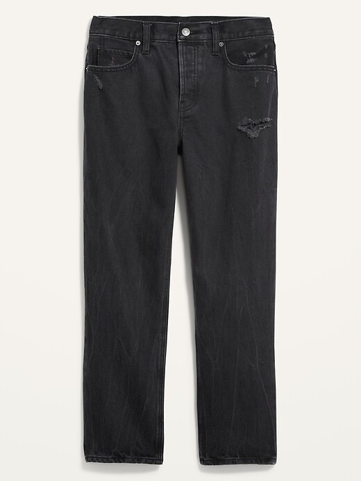 Image number 4 showing, High-Waisted Slouchy Straight Cropped Distressed Jeans
