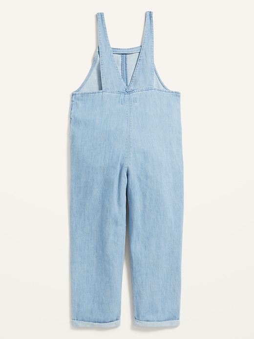 View large product image 2 of 2. Knotted-Strap Chambray Jumpsuit for Girls