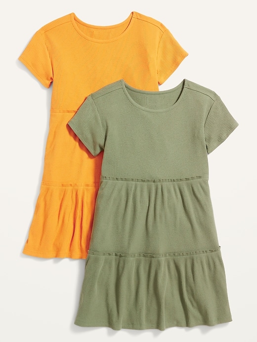 View large product image 1 of 2. 2-Pack Rib-Knit Short-Sleeve Dress for Girls