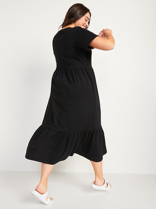 Image number 2 showing, Fit & Flare Tiered Slub-Knit Midi Dress for Women