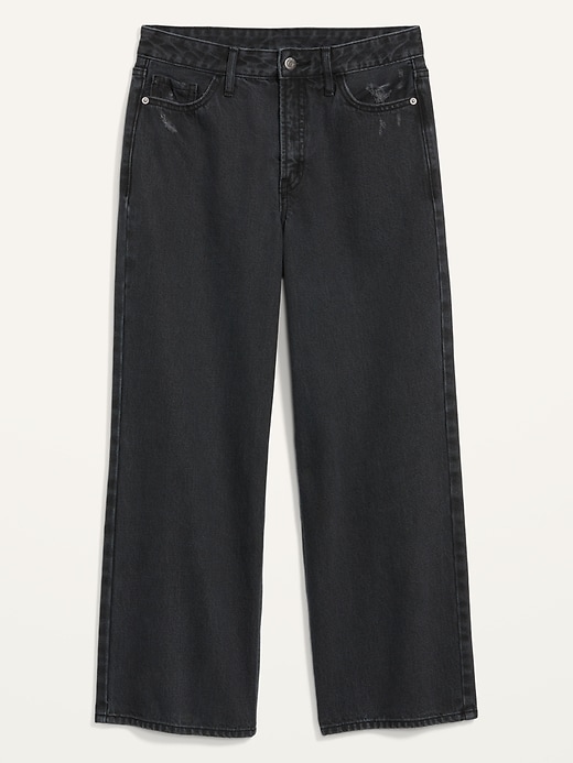 Image number 4 showing, Extra High-Waisted Cropped Wide-Leg Black Jeans