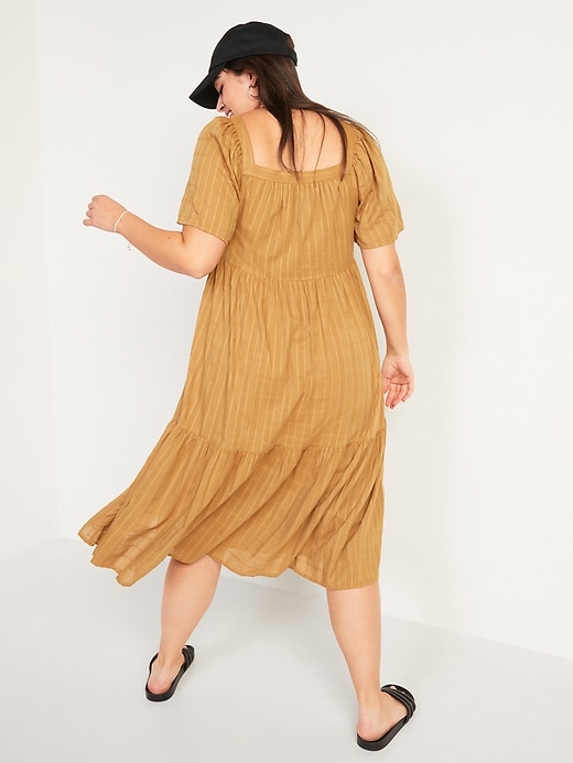 Image number 2 showing, Dobby Bell-Sleeve Midi Swing Dress