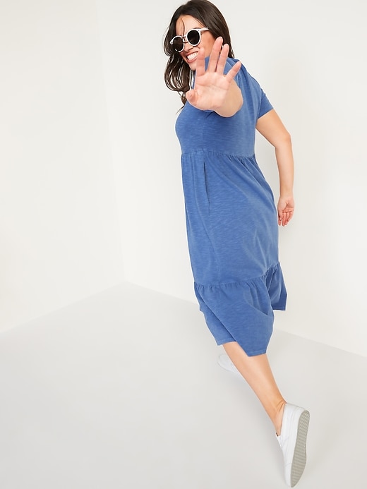 Image number 2 showing, Garment-Dyed Fit & Flare Slub-Knit Midi Dress