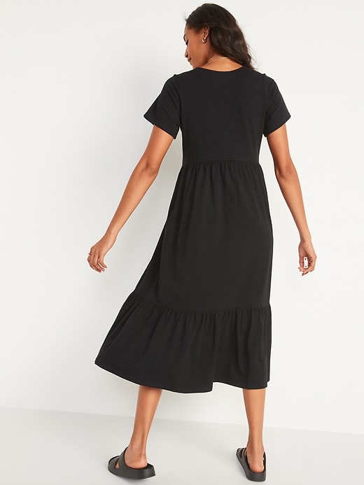 Image number 6 showing, Fit & Flare Tiered Slub-Knit Midi Dress for Women
