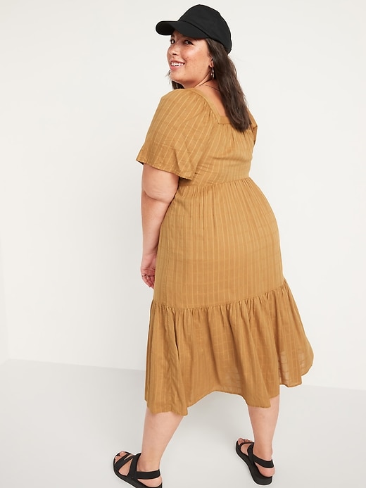 Image number 6 showing, Dobby Bell-Sleeve Midi Swing Dress