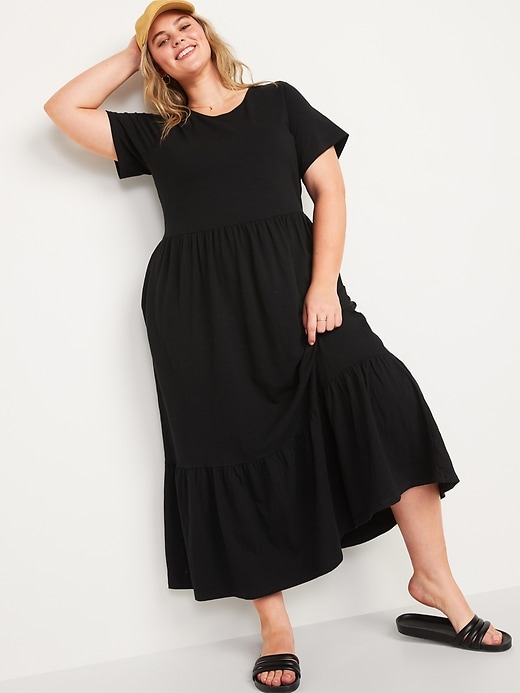 Image number 7 showing, Fit & Flare Tiered Slub-Knit Midi Dress for Women