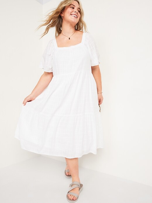 Image number 7 showing, Dobby Bell-Sleeve Midi Swing Dress for Women