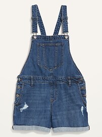 View large product image 3 of 3. Distressed Jean Shortalls for Women