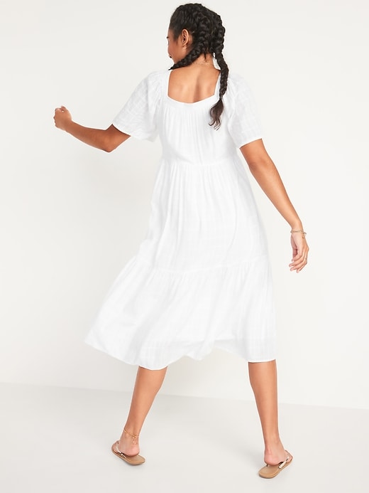 Image number 6 showing, Dobby Bell-Sleeve Midi Swing Dress for Women