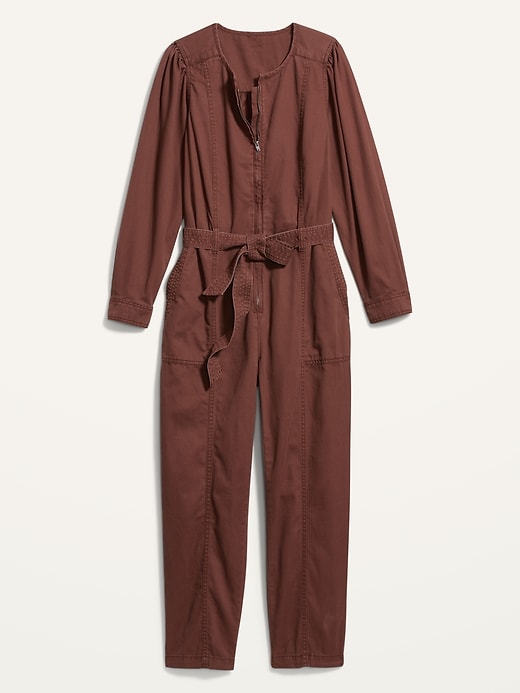 Image number 4 showing, Long-Sleeve Zip-Front Cropped Utility Jumpsuit