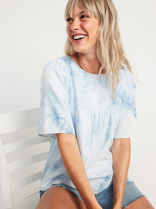 Image number 1 showing, Oversized Tie-Dyed Jean Top