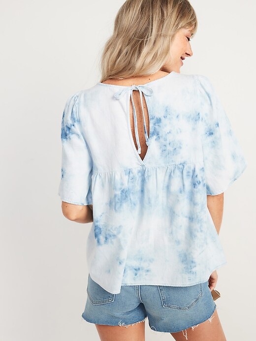 Image number 2 showing, Oversized Tie-Dyed Jean Top