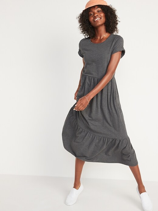 Image number 5 showing, Fit & Flare Short-Sleeve Tiered Midi Dress