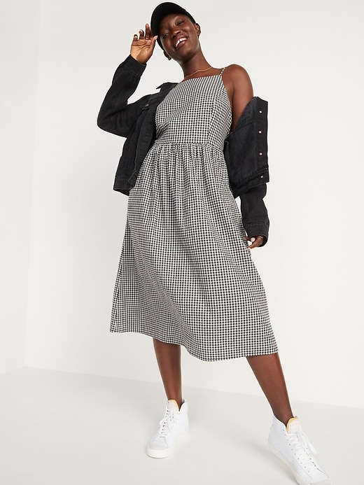 Image number 1 showing, Fit & Flare Gingham Midi Cami Dress