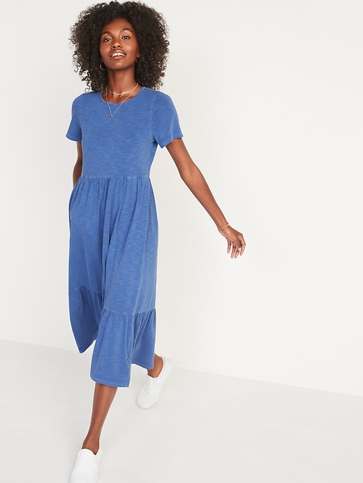 Image number 5 showing, Garment-Dyed Fit & Flare Slub-Knit Midi Dress