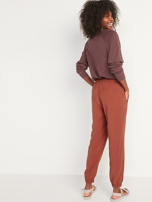 Image number 5 showing, High-Waisted Twill Jogger Pants for Women