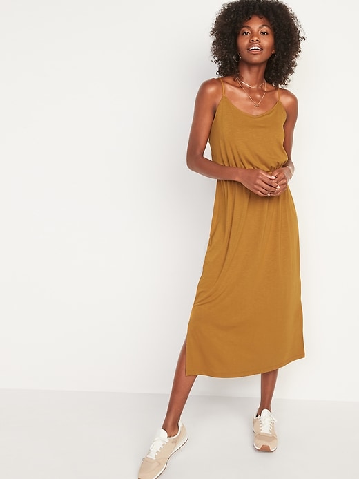 Image number 5 showing, Sleeveless Waist-Defined Slub-Knit Midi Dress