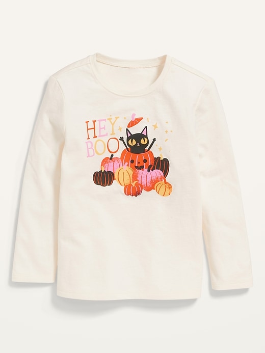 View large product image 1 of 1. Unisex Long-Sleeve "Hey Boo!" Halloween-Graphic T-Shirt for Toddler