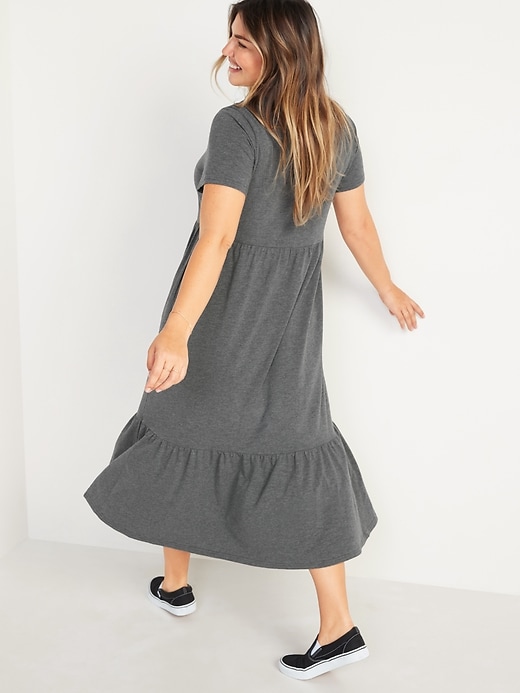 Image number 2 showing, Fit & Flare Short-Sleeve Tiered Midi Dress