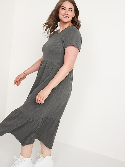 Image number 7 showing, Fit & Flare Short-Sleeve Tiered Midi Dress
