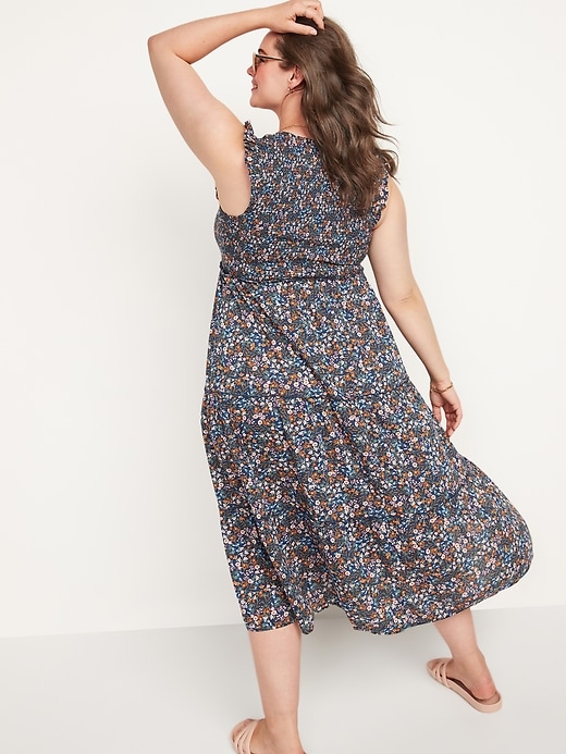 Image number 8 showing, Fit & Flare Smocked Floral Maxi Dress for Women