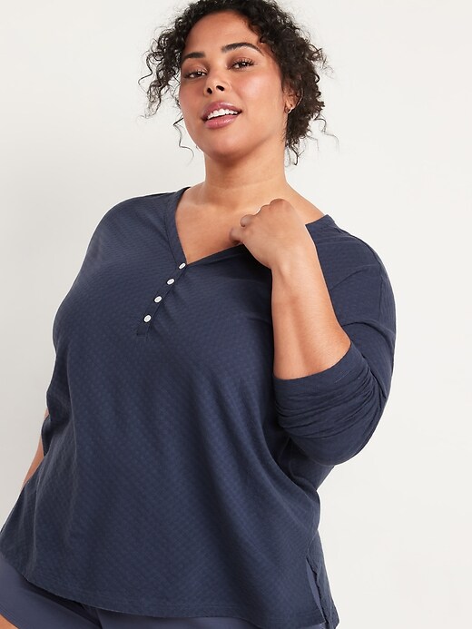 Image number 7 showing, Oversized Pointelle-Knit Pajama Tunic Top