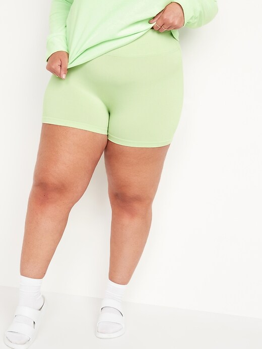 Image number 7 showing, High-Waisted Seamless Rib-Knit Biker Shorts -- 3.25-inch inseam