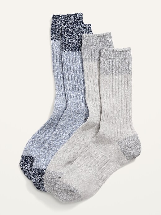 View large product image 1 of 1. Textured Marled-Yarn Color-Block Socks 2-Pack For Women