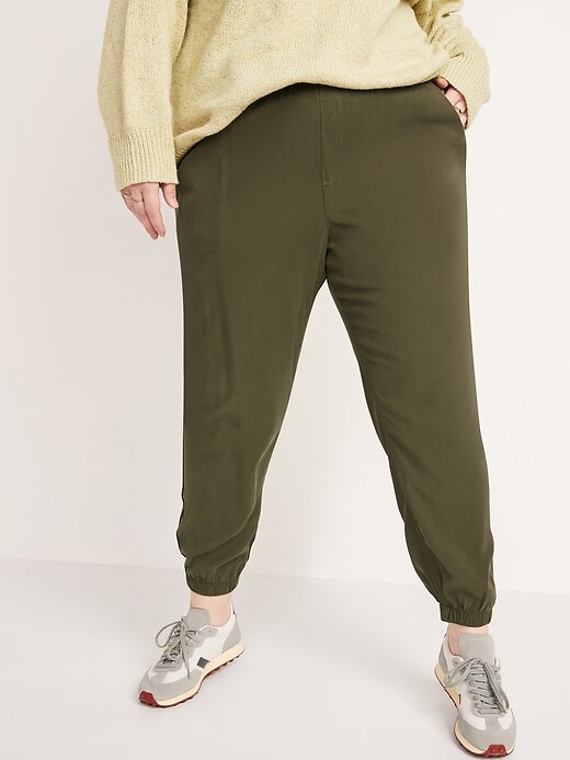 Image number 6 showing, High-Waisted Twill Jogger Pants