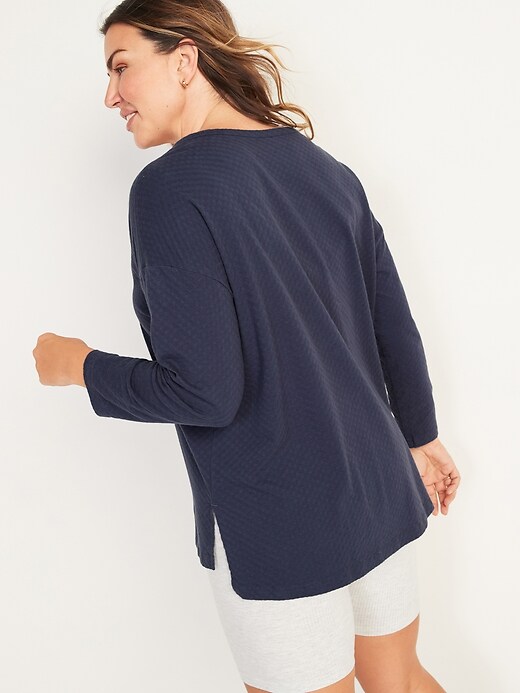 Image number 2 showing, Oversized Pointelle-Knit Pajama Tunic Top
