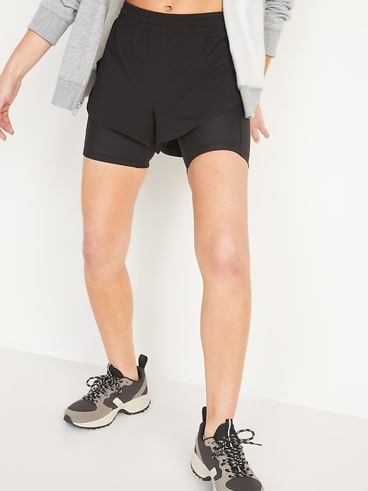 Image number 5 showing, High-Waisted 2-in-1 StretchTech Run Shorts + Biker Shorts -- 3-inch inseam