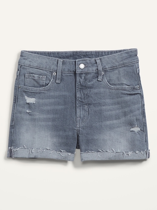 Image number 4 showing, High-Waisted O.G. Gray Cut-Off Jean Shorts -- 3-inch inseam
