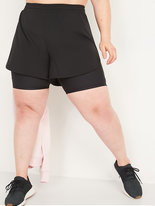 Image number 7 showing, High-Waisted 2-in-1 StretchTech Run Shorts + Biker Shorts -- 3-inch inseam