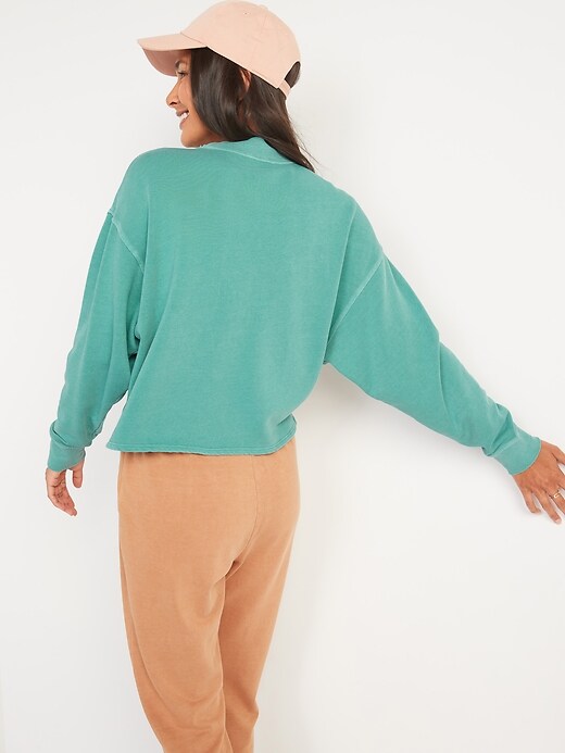 Image number 6 showing, Slouchy Mock-Neck Garment-Dyed Sweatshirt