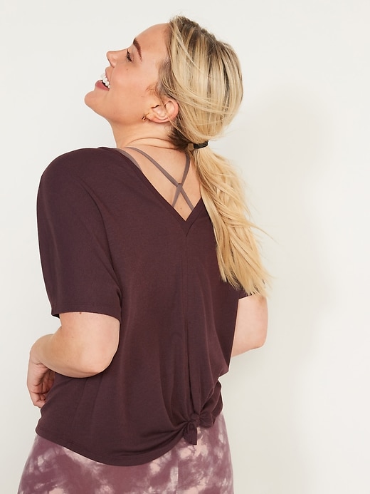 Image number 2 showing, UltraLite Rib-Knit Tie-Back T-Shirt