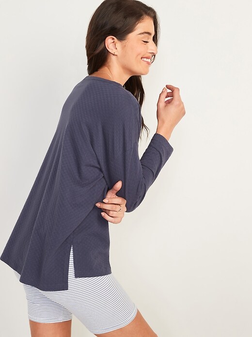 Image number 6 showing, Oversized Pointelle-Knit Pajama Tunic Top