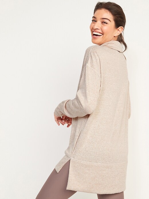 Image number 6 showing, Cowl-Neck Mélange Tunic Sweater