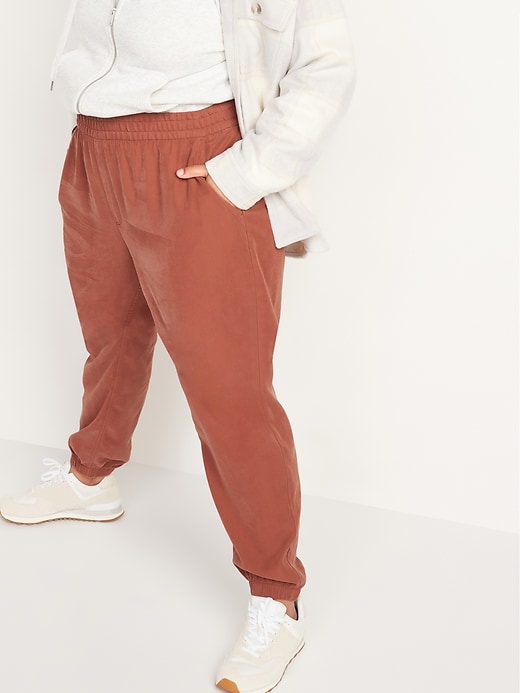 Image number 6 showing, High-Waisted Twill Jogger Pants for Women