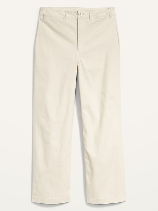 Image number 1 showing, Extra High-Waisted Canvas Wide-Leg Cropped Pants for Women