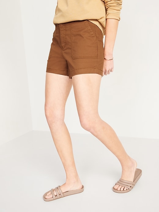 Image number 5 showing, High-Waisted Twill Utility Shorts for Women -- 4-inch inseam