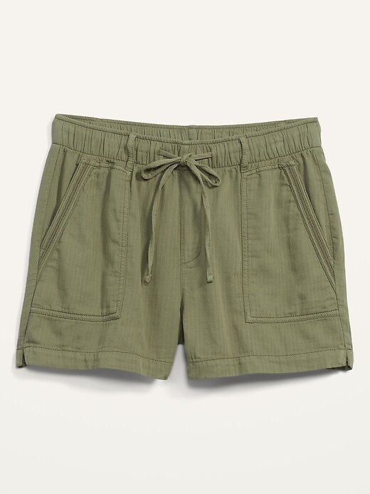 Image number 4 showing, High-Waisted Textured Twill Shorts -- 4-inch inseam