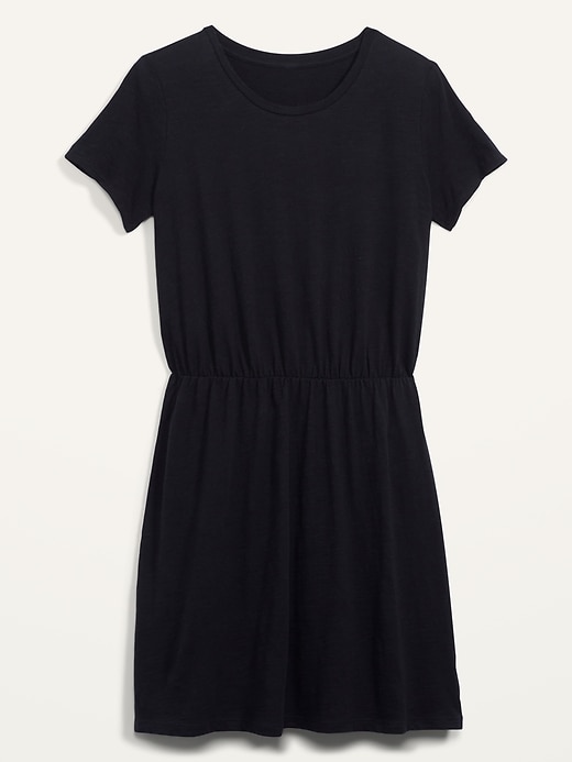 View large product image 1 of 3. Waist-Defined Slub-Knit Mini T-Shirt Dress