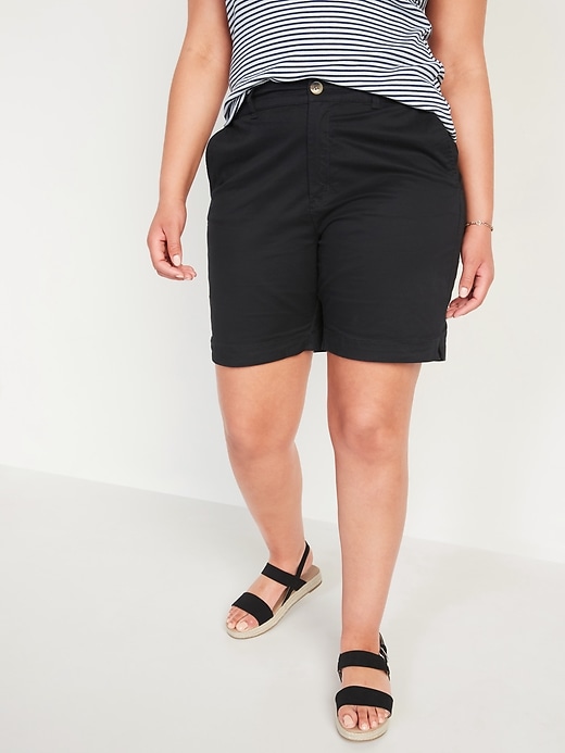 Image number 1 showing, High-Waisted Twill Everyday Shorts for Women -- 7-inch inseam