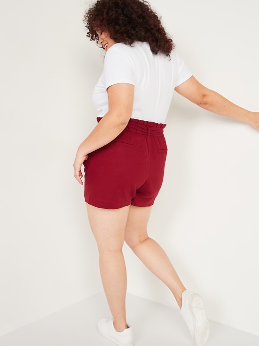 Image number 2 showing, High-Waisted Tie-Belt Linen-Blend Shorts for Women -- 4-inch inseam