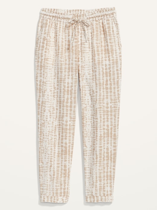 Image number 4 showing, High-Waisted Tie-Dye Linen-Blend Straight Cropped Pants