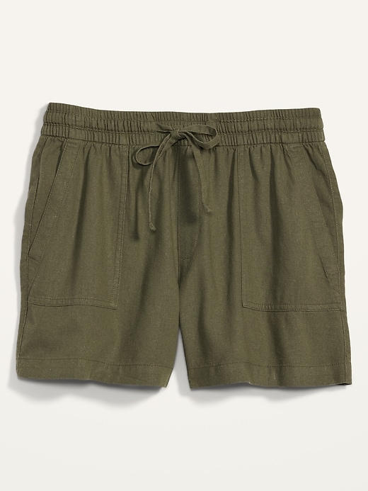 Image number 4 showing, High-Waisted Linen-Blend Tie-Front Utility Shorts -- 4-inch inseam