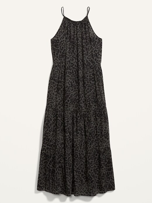 Image number 4 showing, Sleeveless Tiered Leopard-Print Maxi Swing Dress