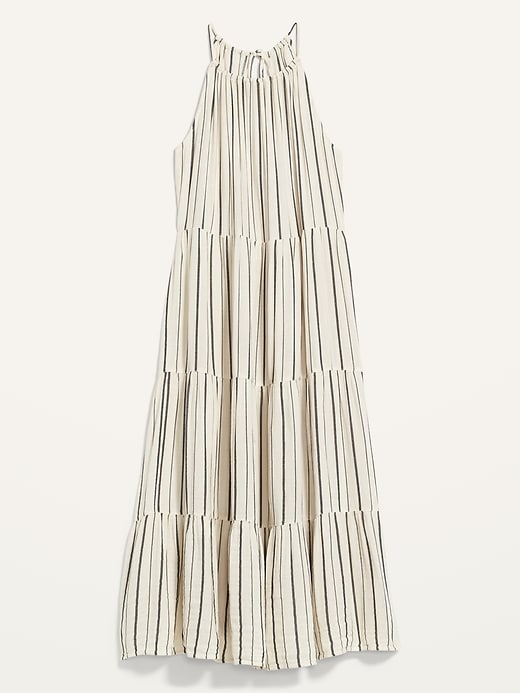Image number 4 showing, Sleeveless High-Neck Crinkled Tiered Maxi Swing Dress