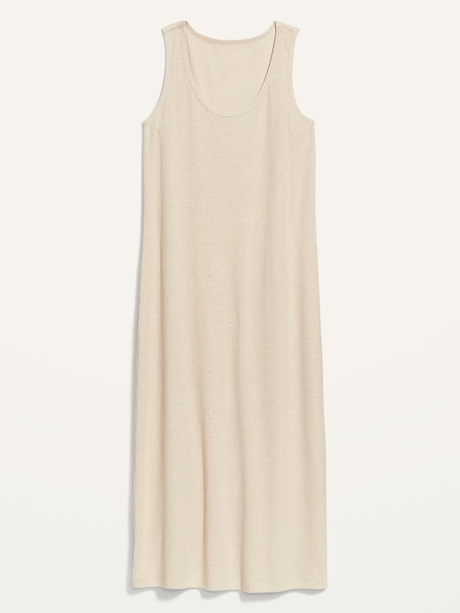 Image number 3 showing, Sleeveless Rib-Knit Linen-Blend Midi Shift Dress