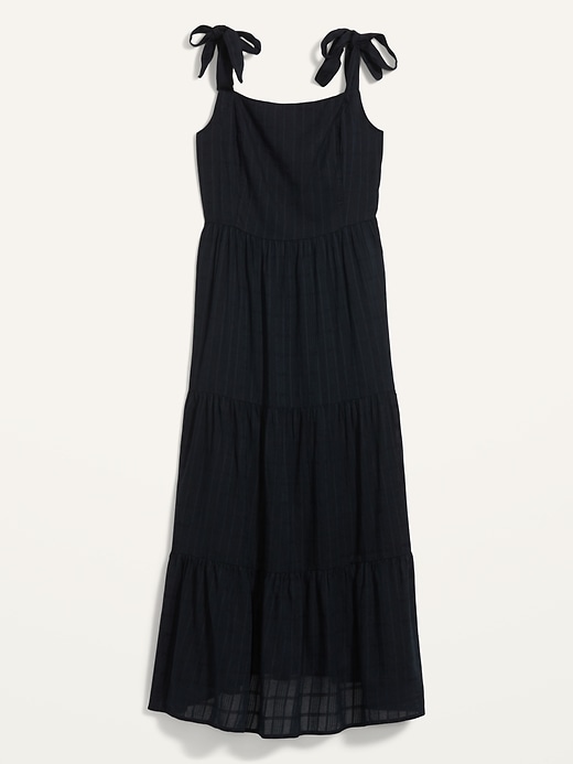 Image number 4 showing, Fit & Flare Sleeveless Smocked Tie-Shoulder Midi Dress